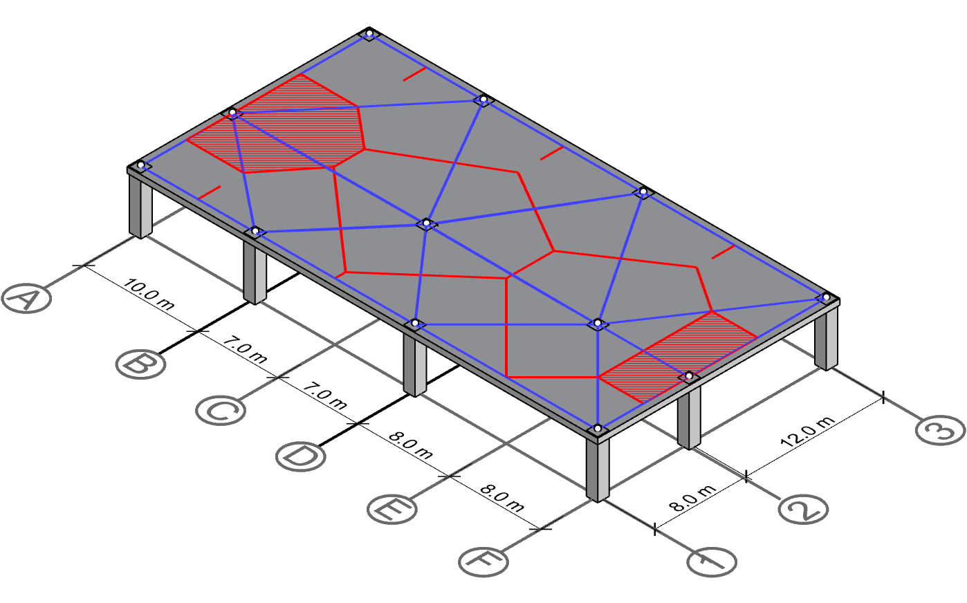 Derive centerline polygon for column A-2 and F-2