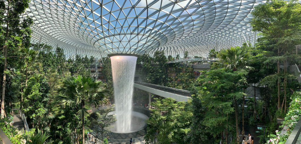 The rain vortex at Changi airport (Singapore) is a good example where the application of digital systems offers more efficient and comfortable environments.